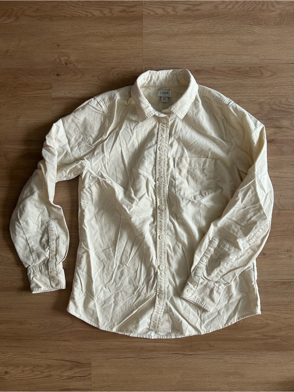 J.Crew Cream Corduroy Button-up Long Sleeve Shirt